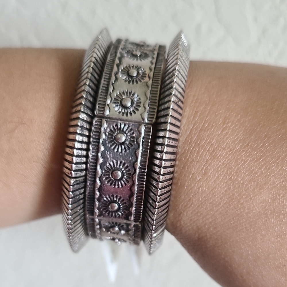 MIA Silver Textured Bracelets